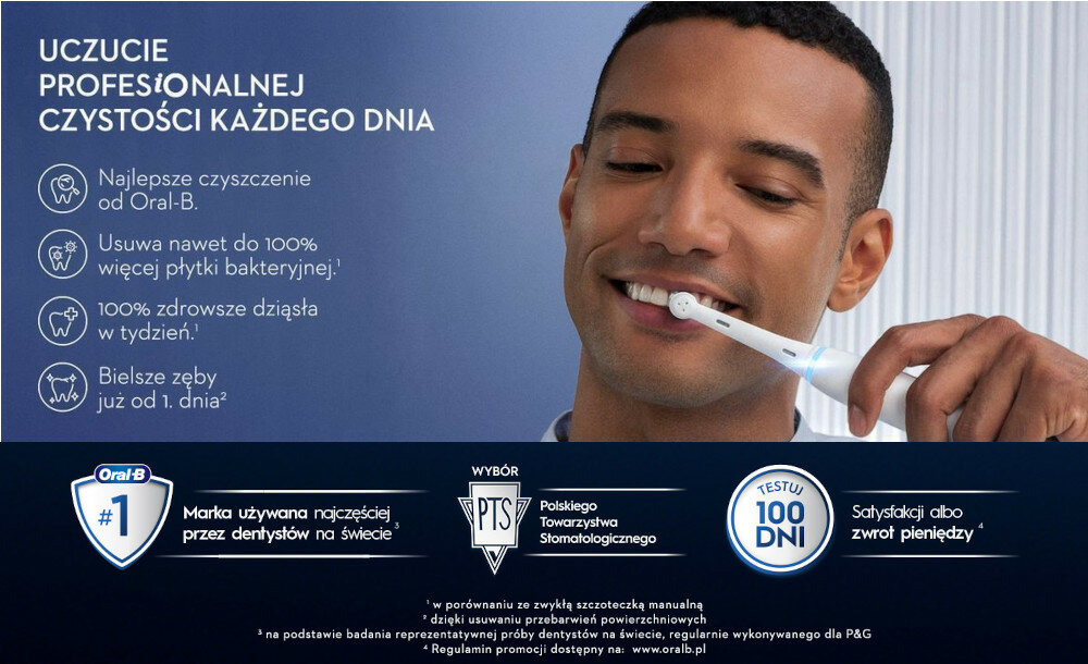 SZCZOTECZKA ELEKTRYCZNA DO ZĘBÓW Z TECHNOLOGIĄ MAGNETYCZNĄ ORAL-B IO 7 BIAŁY czystosc