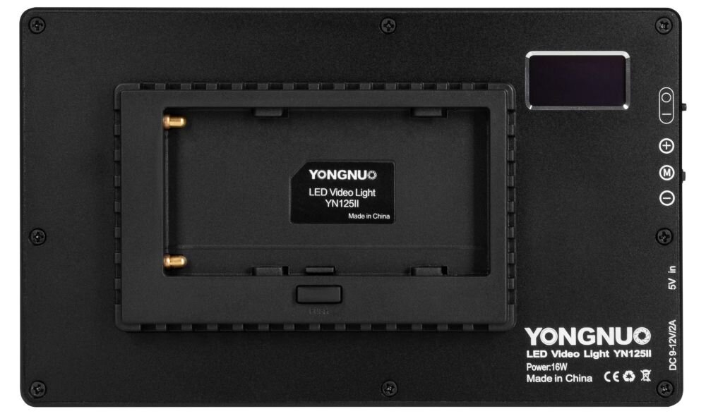 Lampa LED YONGNUO YN125 II WB barwa jasność zasilanie bateria montaż aparat zdjęcia filmy obsługa regulacja waga led wymiary