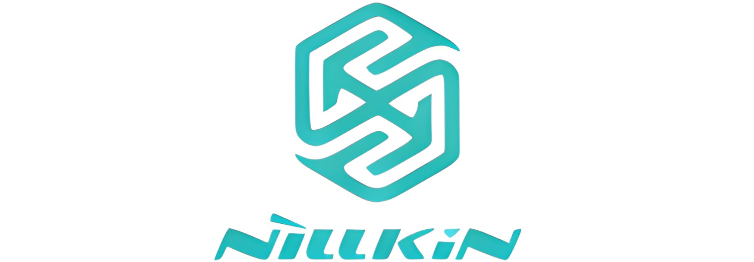 Logo Nillkin w turkusowym kolorze, przedstawiające stylizowany symbol oraz napis \'Nillkin\' poniżej.
