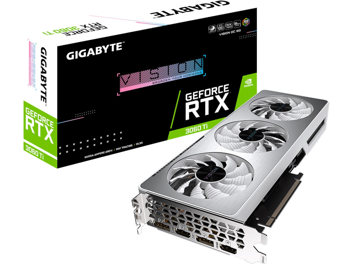 Karta graficzna GIGABYTE GeForce RTX 3060 Ti Vision OC LHR 8GB akcesoria opakowanie