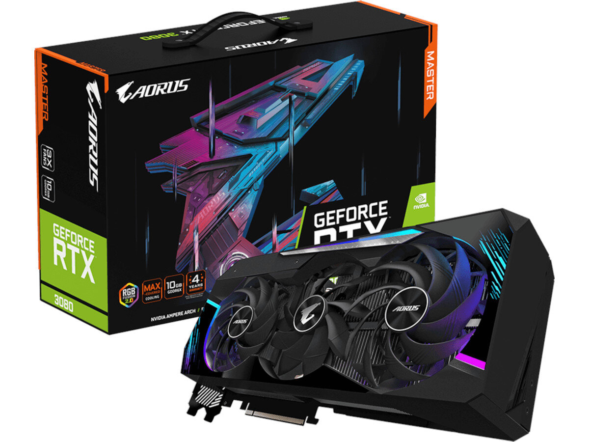 Karta graficzna GIGABYTE AORUS GeForce RTX 3080 Master LHR 10GB zawartosc opakowania