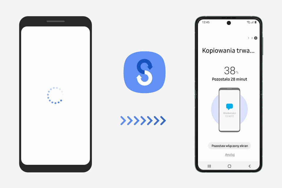 Synchronizacja danych jest dziecinnie prosta. Wykorzystaj aplikację Smart Switch. Możesz poprosić o pomoc sprzedawcę w salonie Media Expert.
