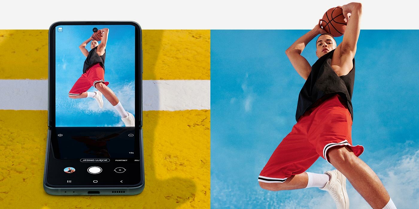 Zdjęcia możesz robić bez użycia rąk. Użyj Galaxy Z Flip3 5G w złożonej formie i zobacz jak świetne zdjęcia robi telefon. Sam sprawdź przychodząc do Media Expert. Zdjęcia możesz robić bez użycia rąk. Użyj Galaxy Z Flip3 5G w złożonej formie i zobacz jak świetne zdjęcia robi telefon. Sam sprawdź przychodząc do Media Expert.