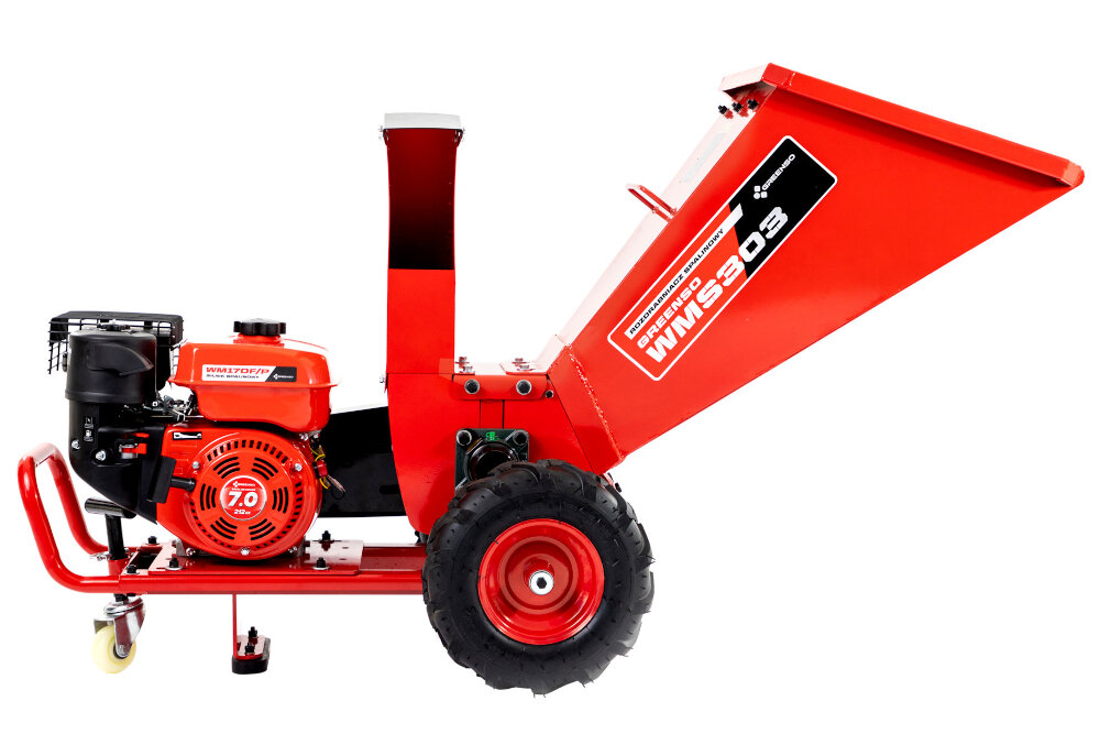 Rozdrabniacz do gałęzi GREENSO WMS303Weima spalinowy do rozdrabniania ogrodowych odpadów duża pojemność silnika 212 cm3 gałęzie o maksymalnej średnicy 50 mm