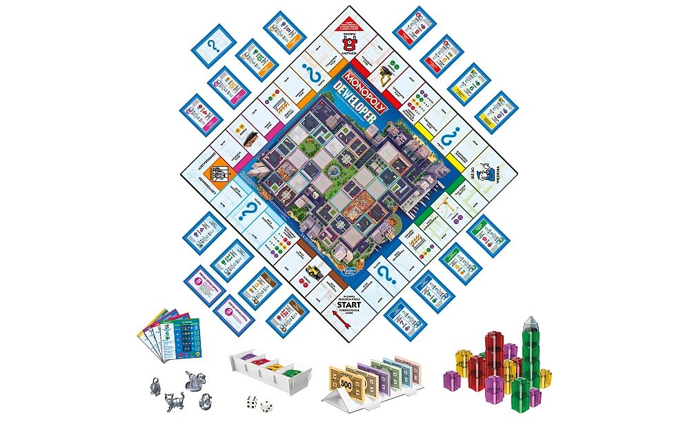 Gra Planszowa HASBRO Monopoly Deweloper elementy zabawa plansza reguły zawartość