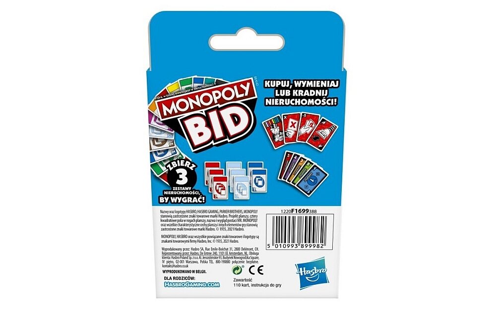 Gra planszowa HASBRO Monopoly Bid karty zasady rozrywka 