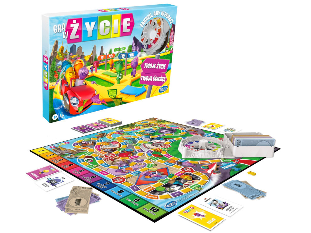 Gra planszowa HASBRO Gra w Życie podejmowanie właściwych decyzji wybór własnej ścieżki dla graczy powyżej 8 roku życia