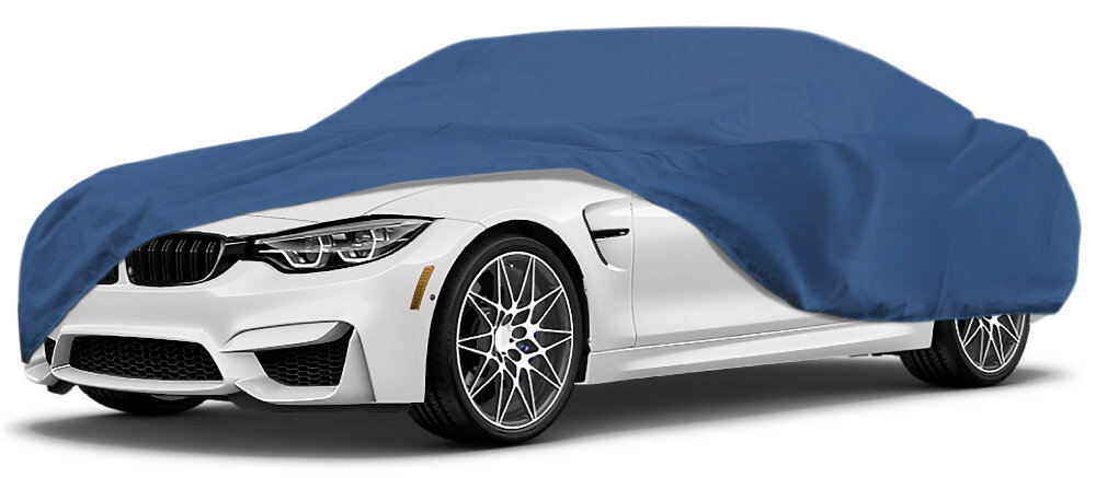 Pokrowiec na samochód CARPASSION Premium 100225 (rozmiar XXL) samochód z założonym pokrowcem na białym tle osłona samochodu ochrona trwałość wygoda