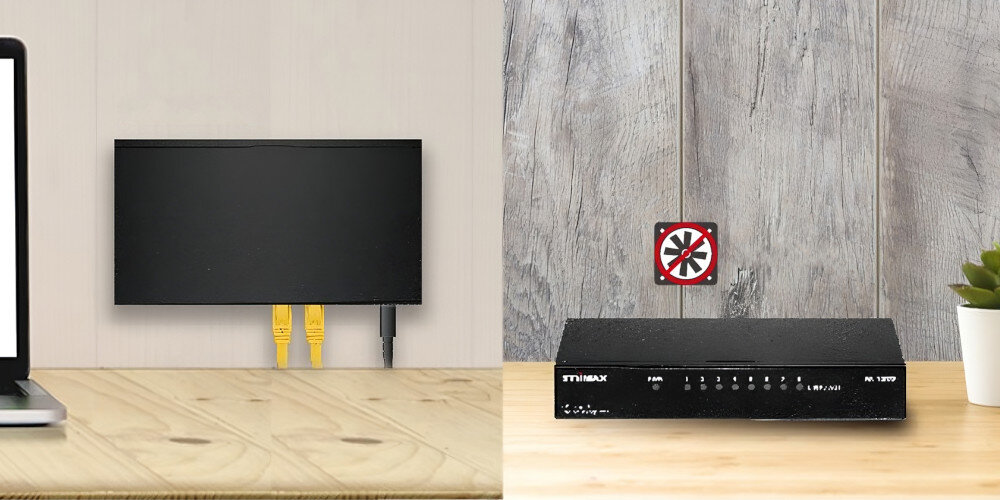 Switch EDIMAX GS-1008E V2 obudowa materiał chłodzenie montaż na ścianie