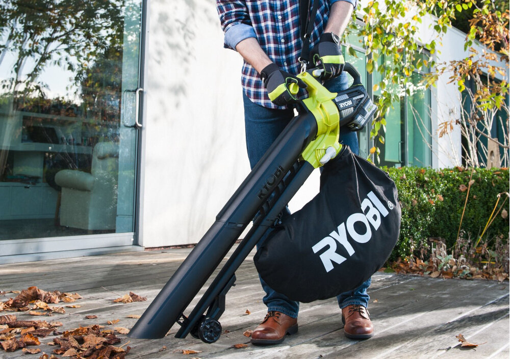 Odkurzacz do liści RYOBI RBV1850 akumulatorowy w zestawie akumulator Li-Ion 5,0 Ah ładowarka instrukcja obsługi w języku polskim karta gwarancyjna