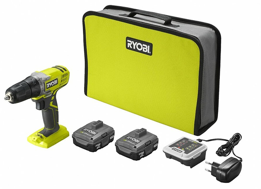 Wiertarko-wkrętarka RYOBI R12SD-220S w zestawie 2 akumulatory ładowarka torba instrukcja obsługi w języku polskim karta gwarancyjna