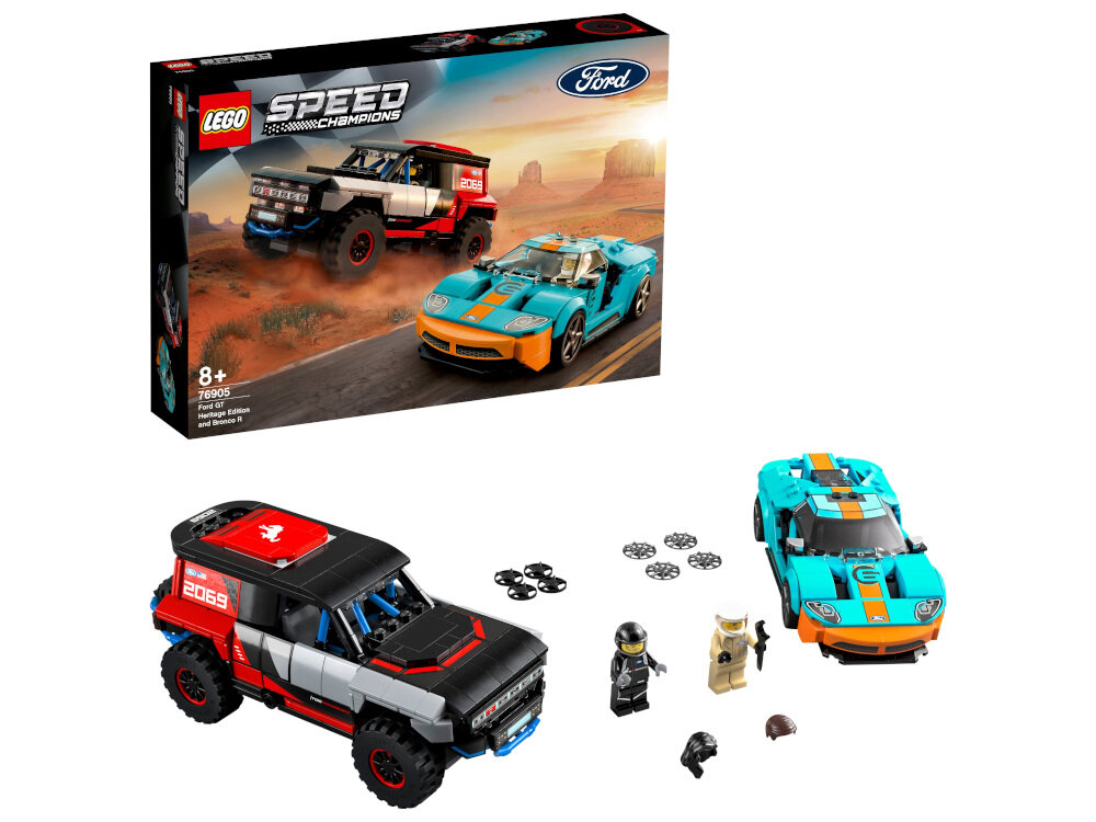 LEGO Speed Champions Ford GT Heritage Edition i Bronco R 76905 dla fana motoryzacji niesamowite repliki pojazdów realistyczne szczegóły pobudzi wyobraźnię dziecka