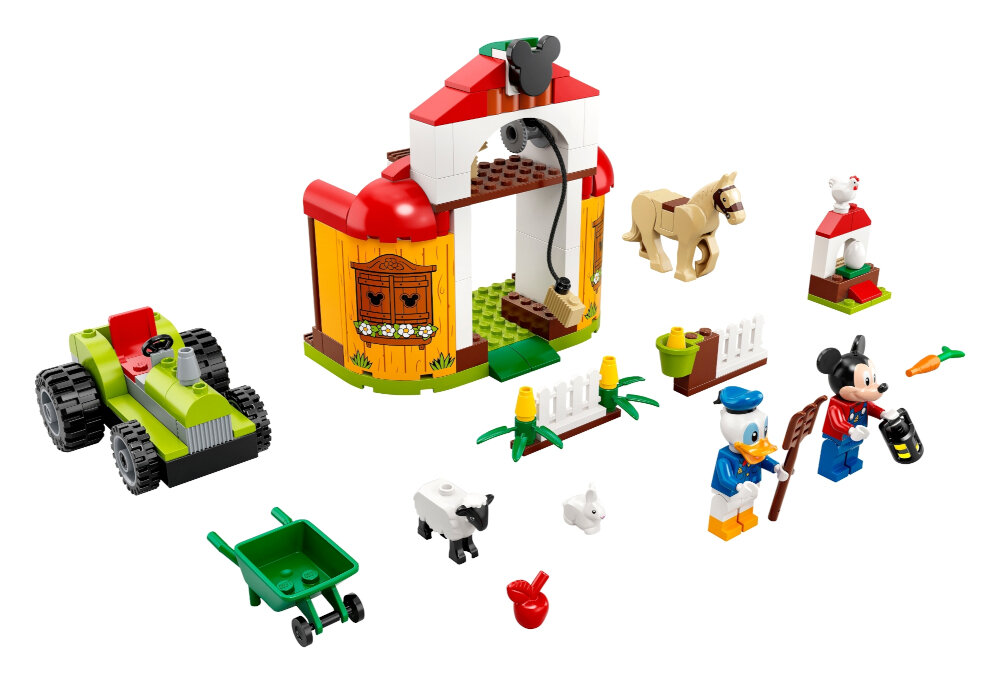 LEGO Disney Farma Mikiego i Donalda 10775 stodoła szerokość około 13 cm wysokośc blisko 12 cm 118 elementów