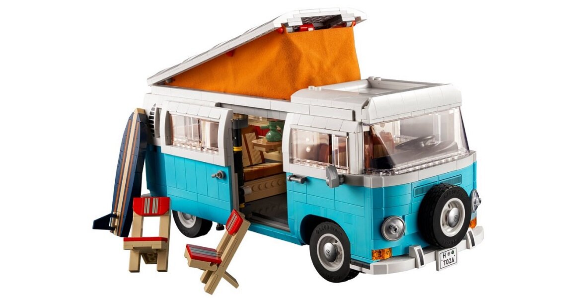 LEGO Icons Mikrobus kempingowy Volkswagen T2 10279 wzornictwo szczegóły architektura