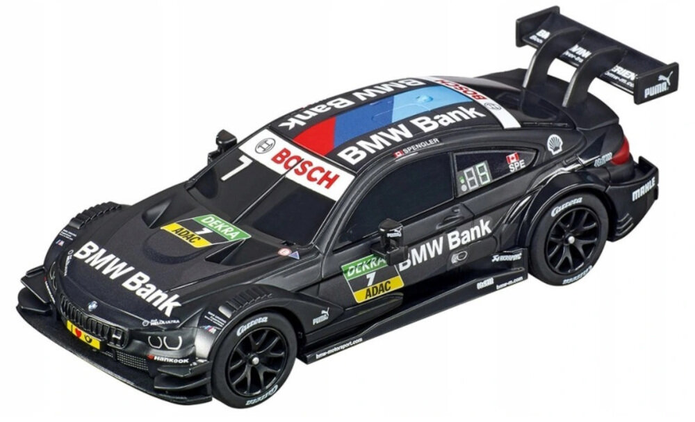 CARRERA BMW M4 DTM B.Spengler wierny oryginałowi w najdrobniejszych szczegółach oryginalna licencja BMW i DTM z tworzywa sztucznego szczotki stykowe przyjazna dla dzieci technologia cyfrowa łatwy w obsłudze sterowanie za pomocą ręcznego kontrolera przystosowany do torów wyścigowych