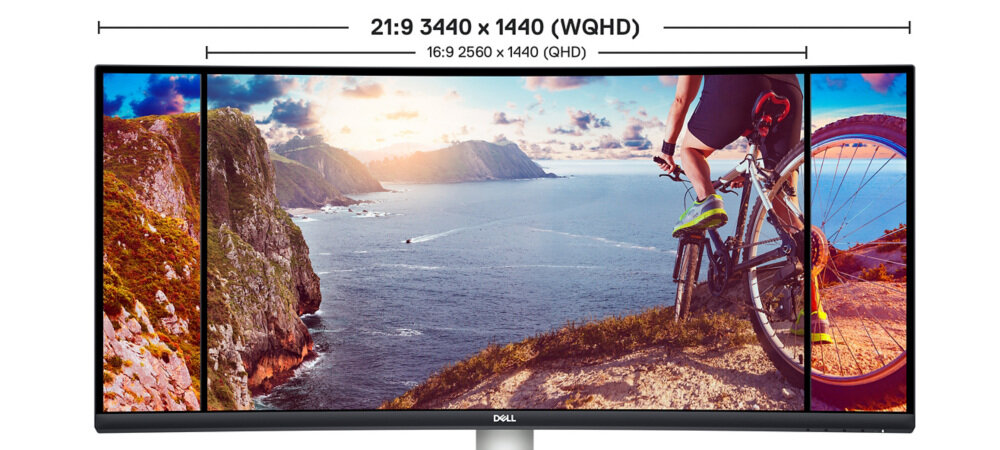 Monitor DELL S3422DW lekko zakrzywiona proporcje piksele rozdzielczosc