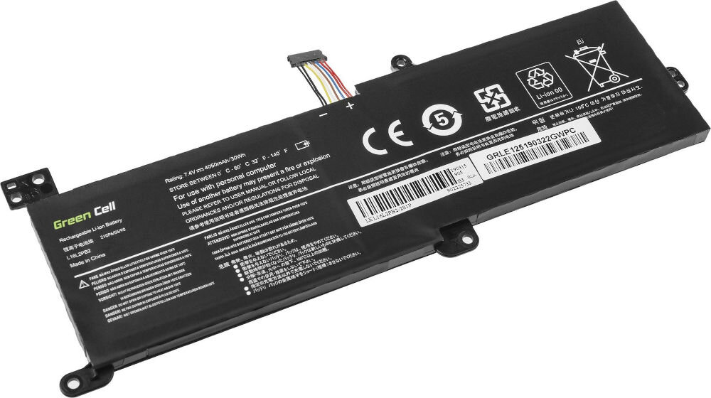 Bateria do laptopa GREENCELL LE125 3500 mAh akumulator zastępuje
dedykowaną baterie zgodność z oryginalnymi akumulatorami produkt na białym tle pod skosem