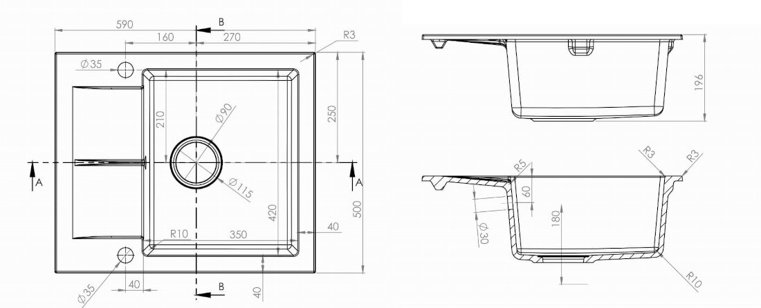 Zlewozmywak BERG Hobart Brq1411A 1.0 Moc Onyx solidne wykonanie elgancki design wymiary prezentacja onyx odcien