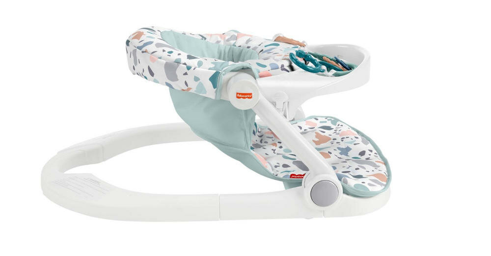 FISHER-PRICE-siedzisko-siadaj-ze-mna fotelik siedzisko solidny stelaż podtrzymuje maleństwo spokój bezpieczeństwo pokrycie delikatna pastelowa kolorystyka zdejmowanie pranie pralka
