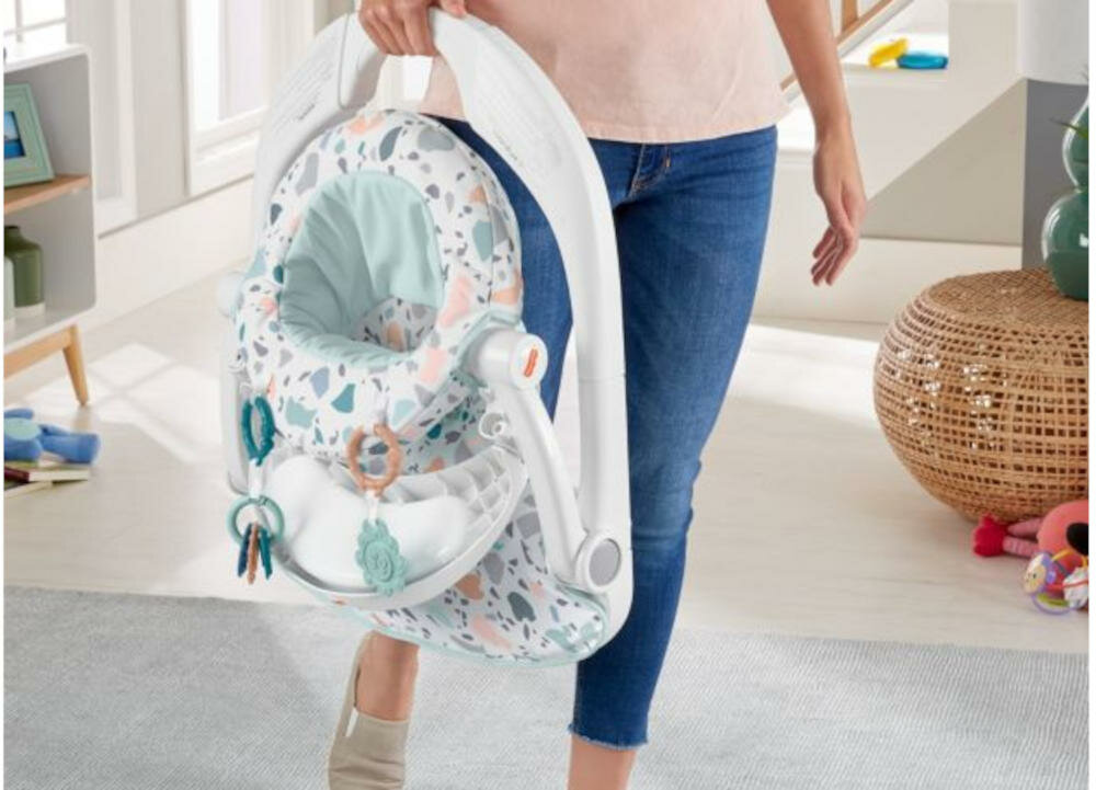 FISHER-PRICE-siedzisko-siadaj-ze-mna fotelik składanie przechowywanie przenoszenie wyjazd wakacje transport funkcjonalny stelaż chwycenie