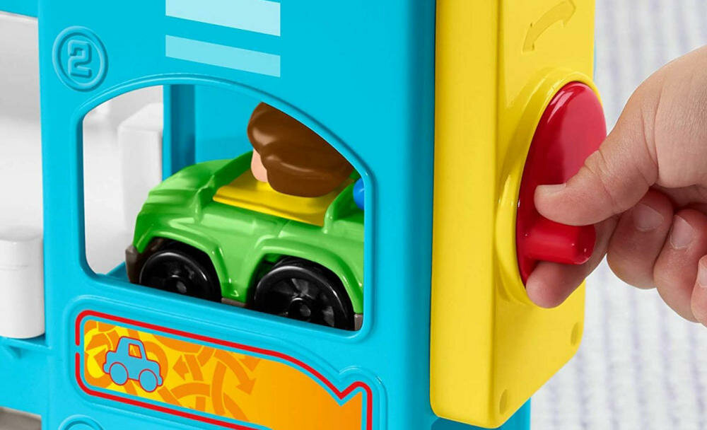 FISHER-PRICE-LITTLE-PEOPLE pomaganie garaż zabawa piętra autka dzieci korba winda poziomy