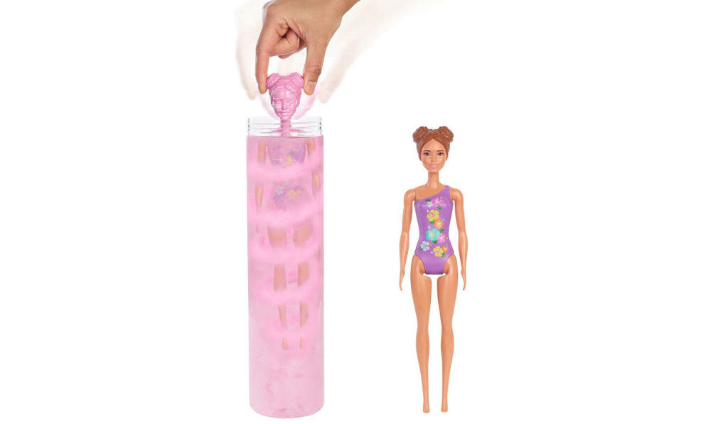 MATTEL-BARBIE-REVEAL-GTR95 wygląd zmiana kolor ozdobne gąbeczka woda twarz oczy usta pasemka