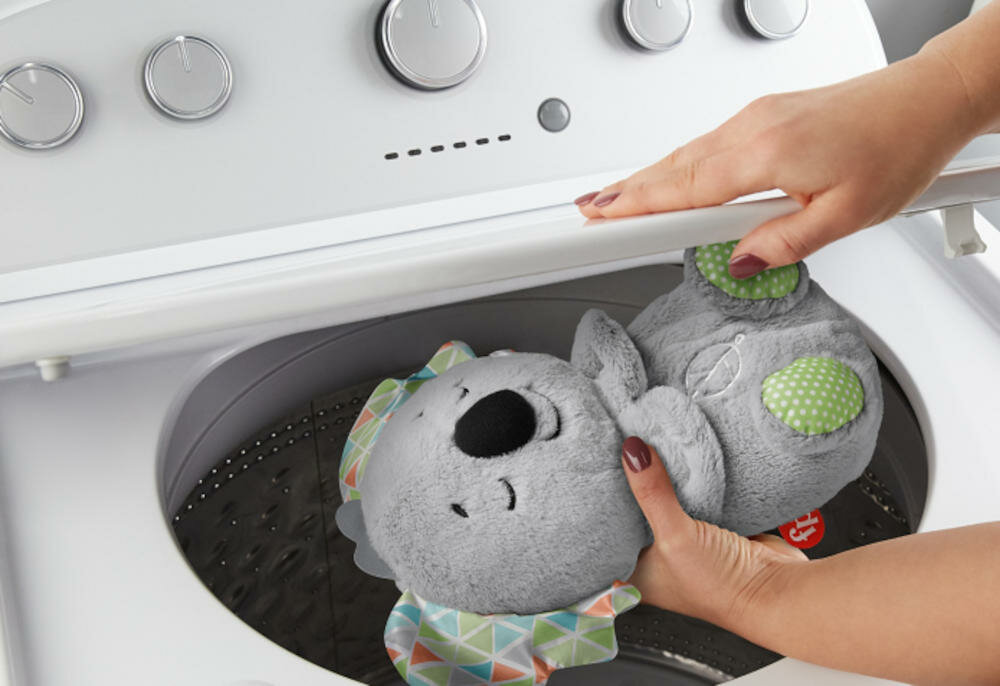 FISHER-PRICE-KOALA-USYPIANKA zabawka plusz pranie pralka elektryczne elementy zasilanie baterie czystość zdrowie dziecko