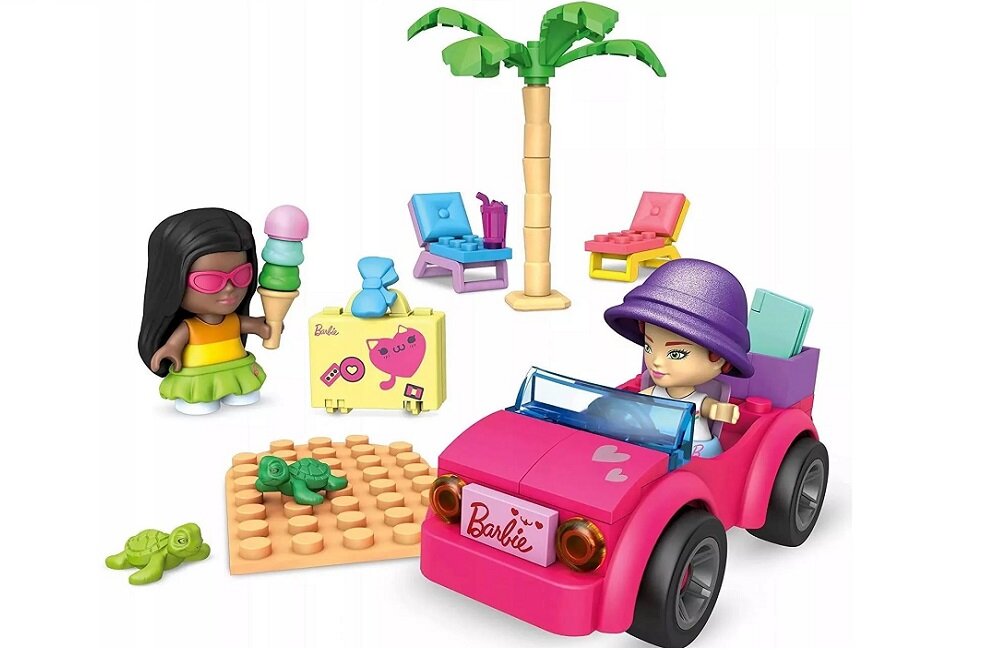 Klocki plastikowe Barbie Mega Construx Plażowanie w Malibu GWR79 Niesamowicie kreatywne przygody kreatywny zestaw dla najmłodszych