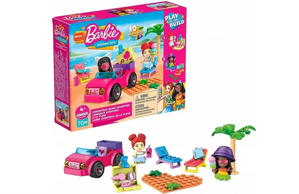 Klocki plastikowe Barbie Mega Construx Plażowanie w Malibu GWR79 Bezpieczne przechowywanie