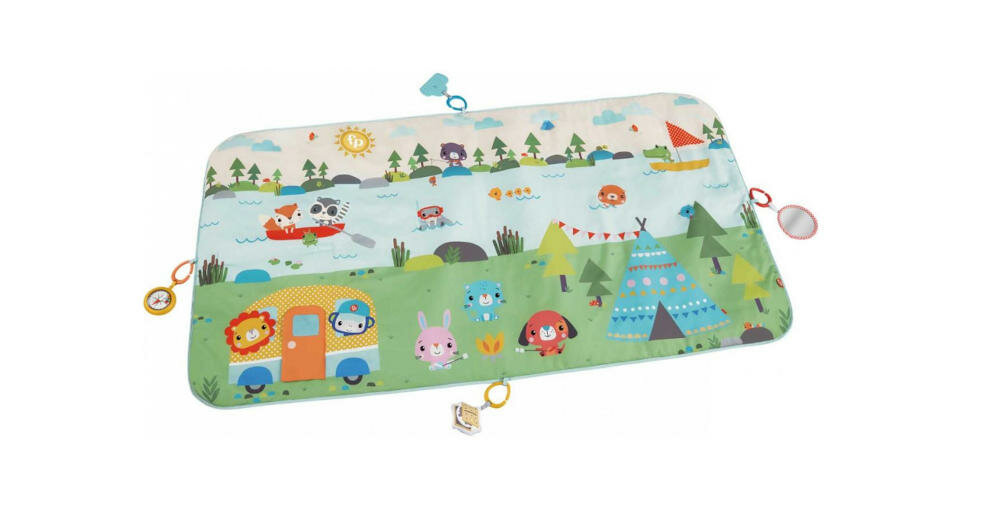 FISHER-PRICE-MATA-WIELKIE-PRZYGODY mata zabawa dziecko wielkie przygody dom świeże powietrze elementy grzechotka leżenie