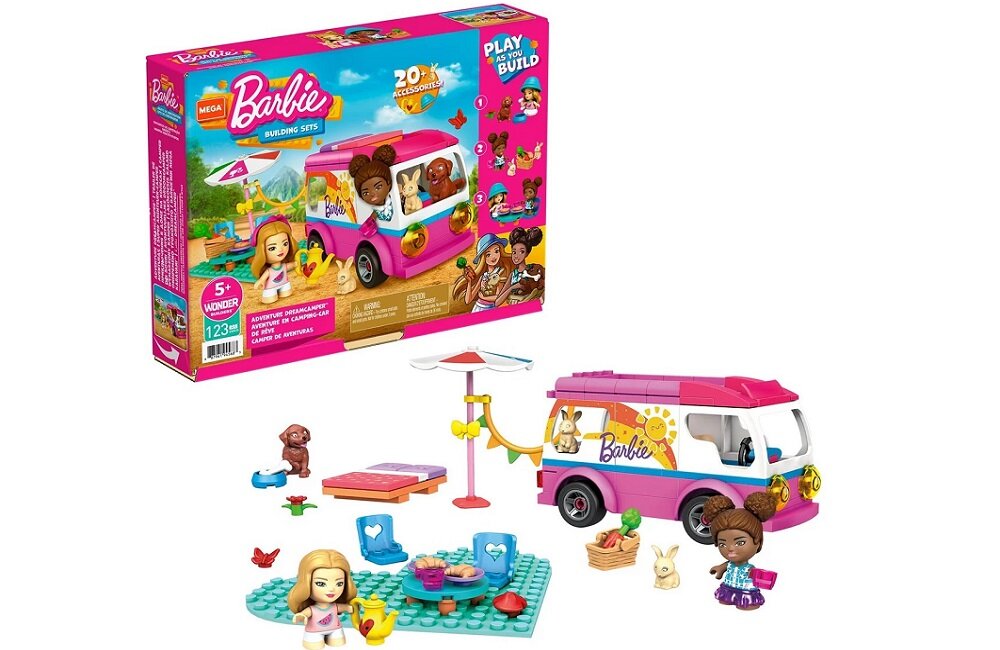 Klocki plastikowe Barbie Mega Construx Wymarzony kamper GWR35 Bezpieczne przechowywanie
