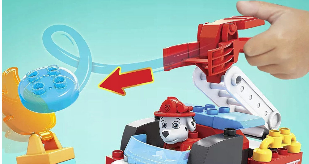 KLOCKI MEGA BLOKS PSI PATROL WÓZ STRAŻACKI MARSHALLA ZESTAW + FIGURKA GYJ01 ruchome chwytaki kompatybilność