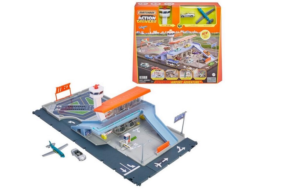 Lotnisko MATTEL Prawdziwe przygody HCN34 Bezpieczne przechowywanie zapakowany w wygodne kartonowe opakowanie