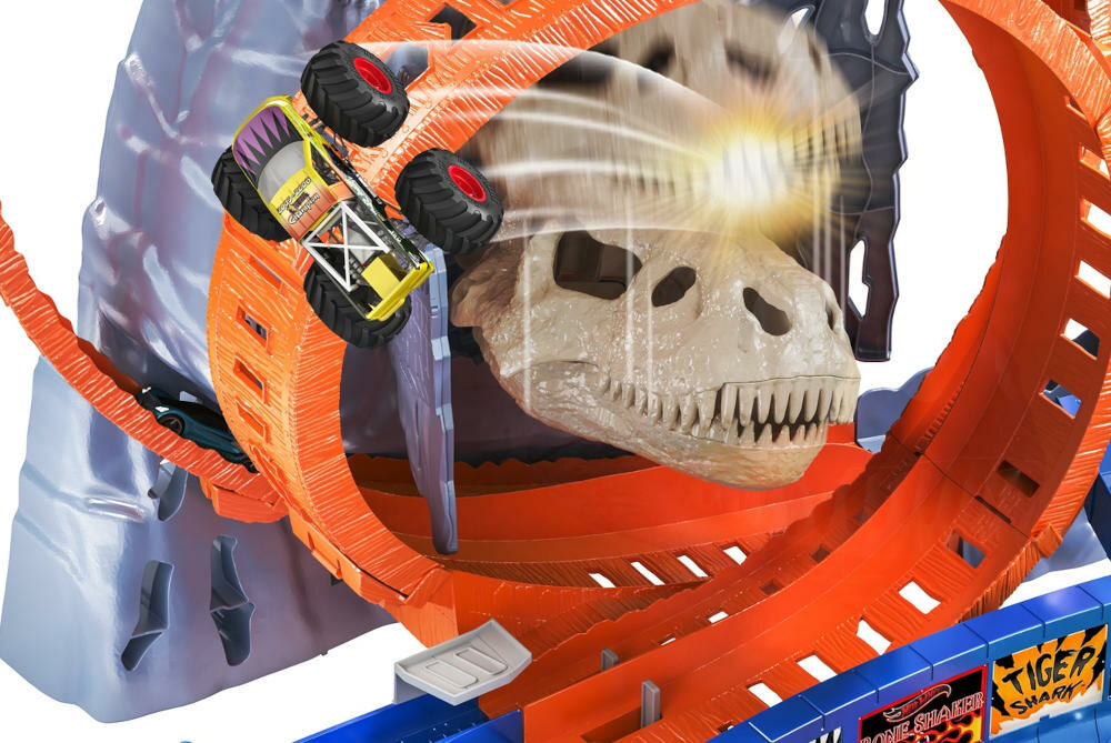 MATTEL-HOT-WHEELS-WULKAN-GYL14 trex wulkan efekty świetlne dźwięk wróg kąpiel lawa