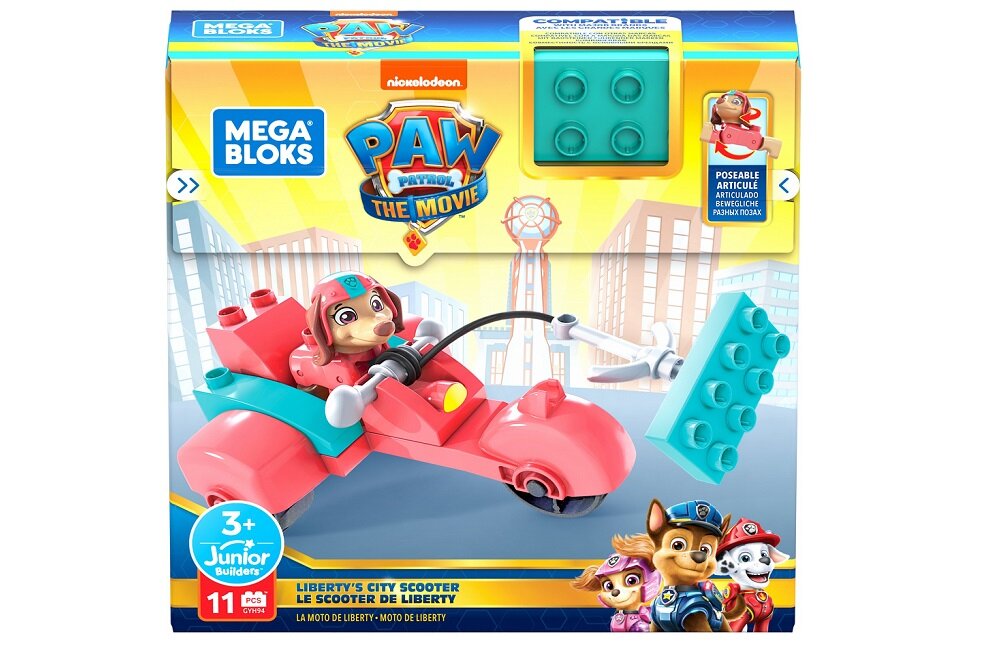 Klocki plastikowe MATTEL Mega Bloks Psi Patrol Skuter miejski Liberty Wygodne opakowanie 