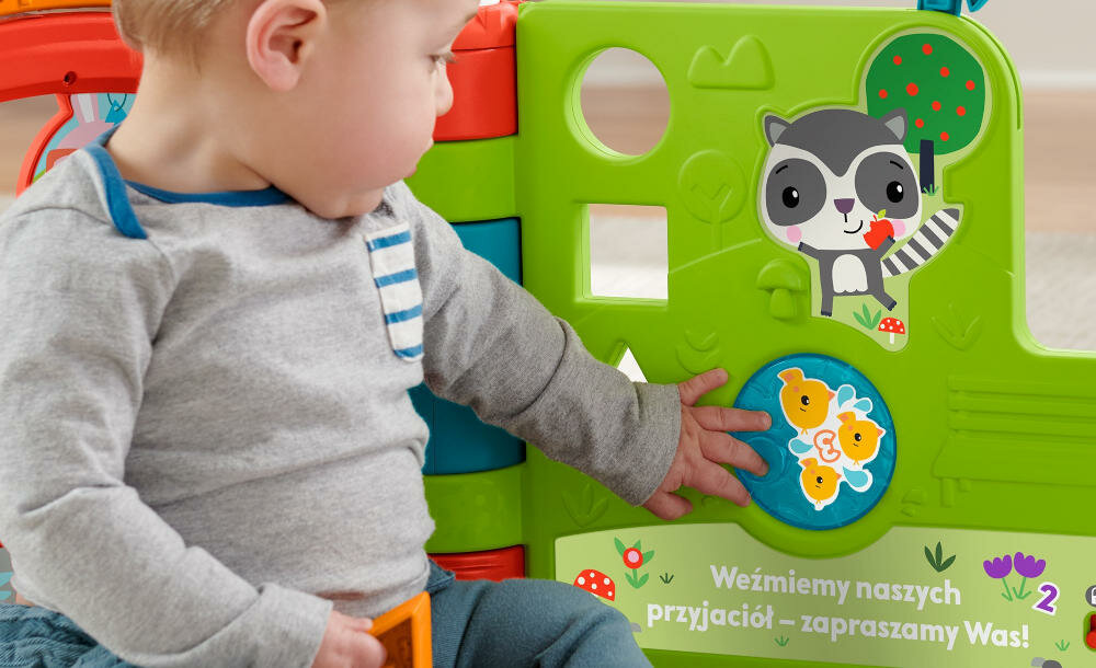FISHER-PRICE-EDUKACYJNA-KSIAZECZKA podświetlane przyciski aktywacja dźwięk piosenki dźwięki melodie wypowiedzi zabawka dzieci