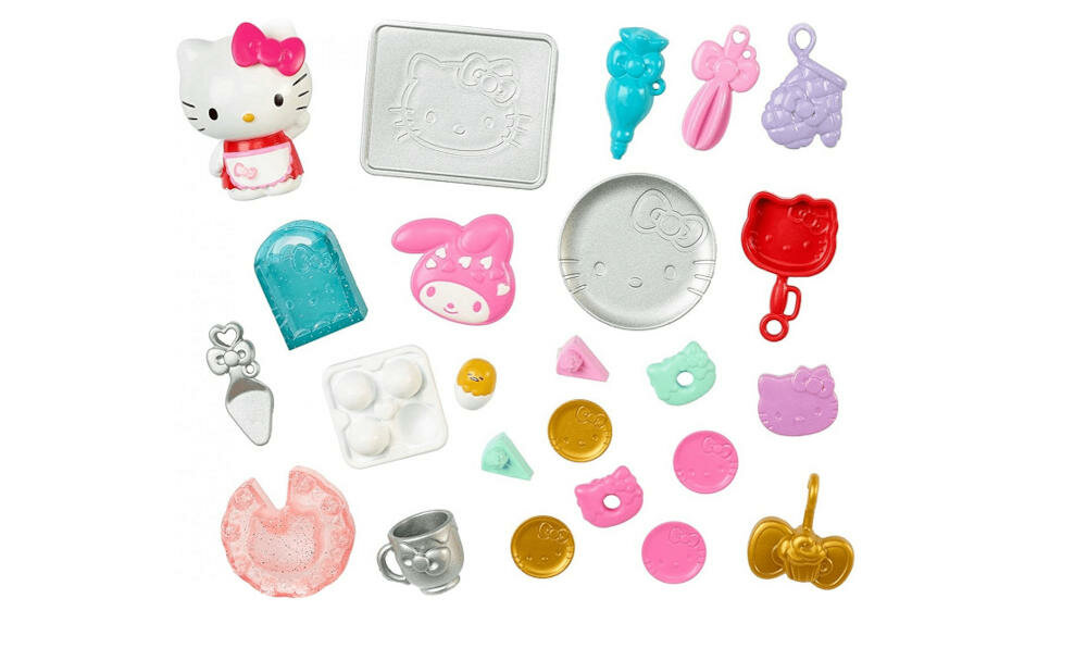 MATTEL-HELLO-KITTY-CUKIERNIA-GWX05 wyposażenie cukiernia akcesoria cukiernicze ciasta jajka pieczenie talerze dzieła sztuki