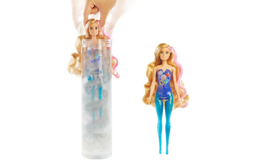 MATTEL-Color-Reveal-Imprezowa wizerunek torebki tubka woda lalka srebrzysty kolor konfetti wygląd