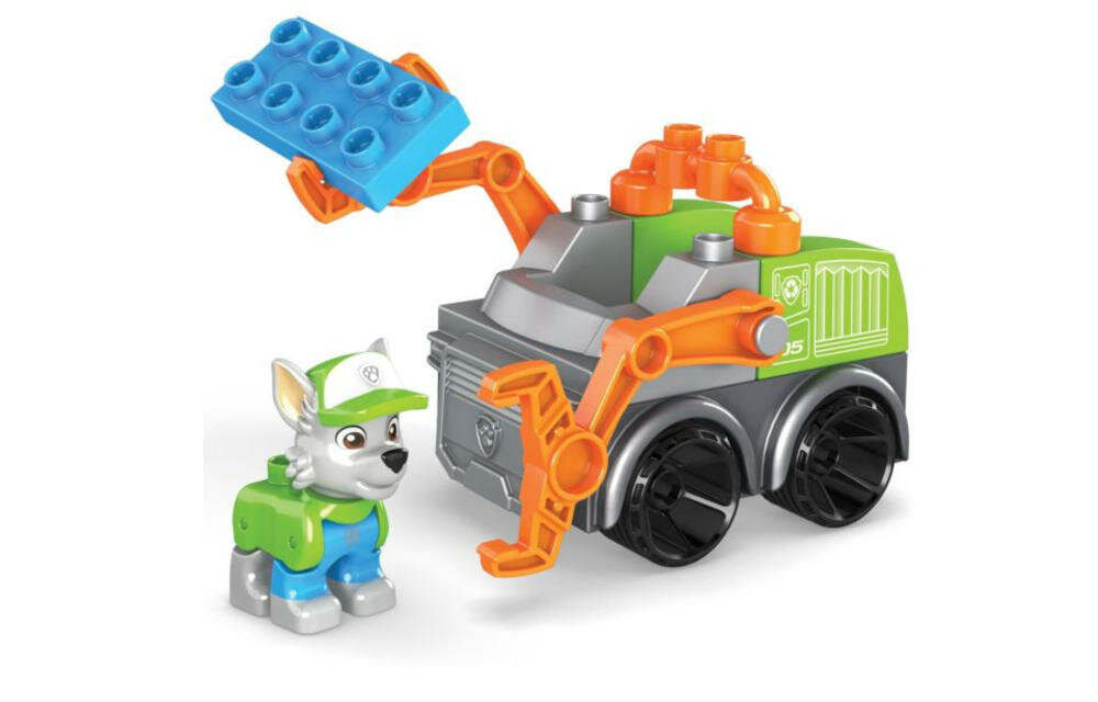 MATTEL-GYH93 budowanie śmieciarka animacja psi patrol figurka klocki elementy specjalne chwytak