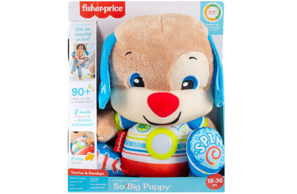 FISHER PRICE Ucz się i śmiej Wielki Szczeniaczek HCJ17 opakowanie maskotka instrukcja karta gwarancyjna