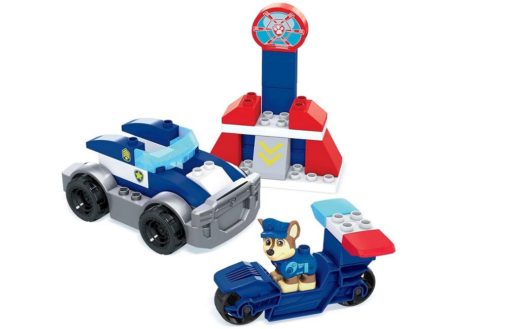 Klocki plastikowe MATTEL Mega Bloks Psi Patrol Radiowóz Chasea Wprowadza w świat budowania własnych konstrukcji nauka poprzez zabawę Dla małych fanów filmu Psi Patrol