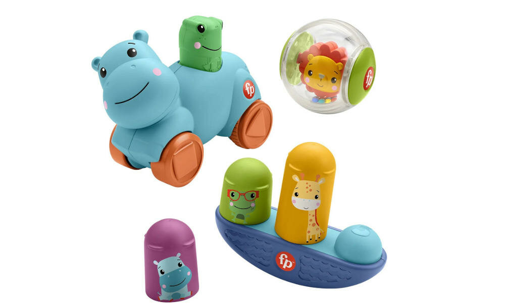 MATTEL-FISHER-PRICE-RUCHY-HFJ94 zabawki ekspert wskazówki lew kuleczka hipcio zwierzątka kiwaczki wybór dzieci zabawa ruch raczkowanie sprawność ruchowa rozwój