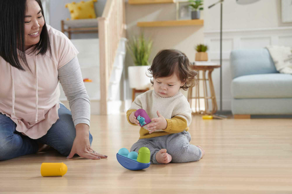 MATTEL-FISHER-PRICE-RUCHY-HFJ94 zwierzątka kiwaczki bujanie klocki układanie