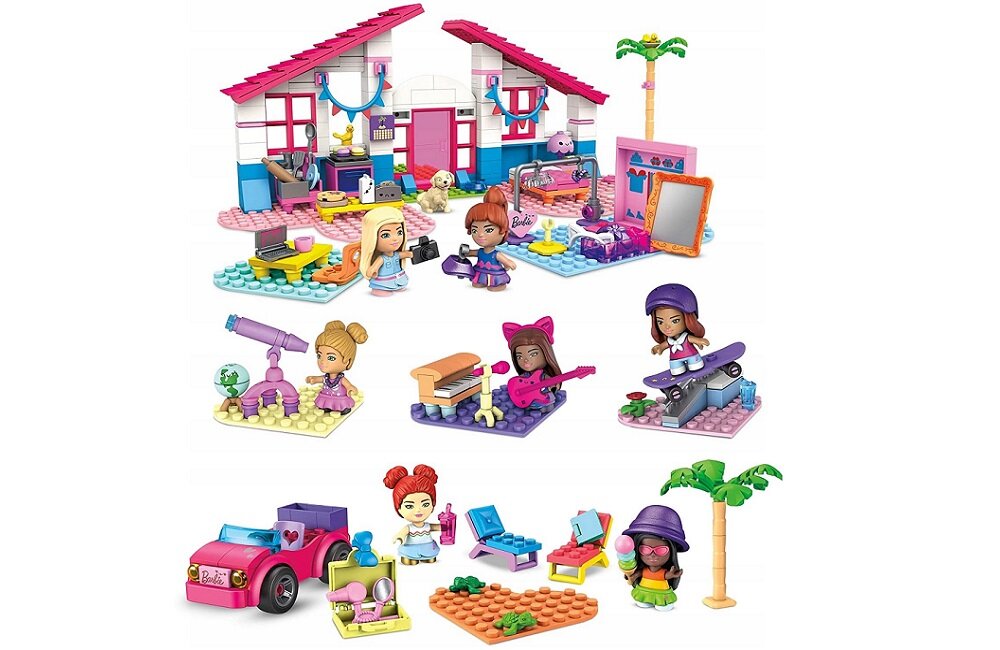 Klocki Barbie Malibu Zestaw 5 pakietów HBF32 Zachwyci każdą małą damę różnorodnością układania scenariuszy Wiele godzin kreatywnej zabawy