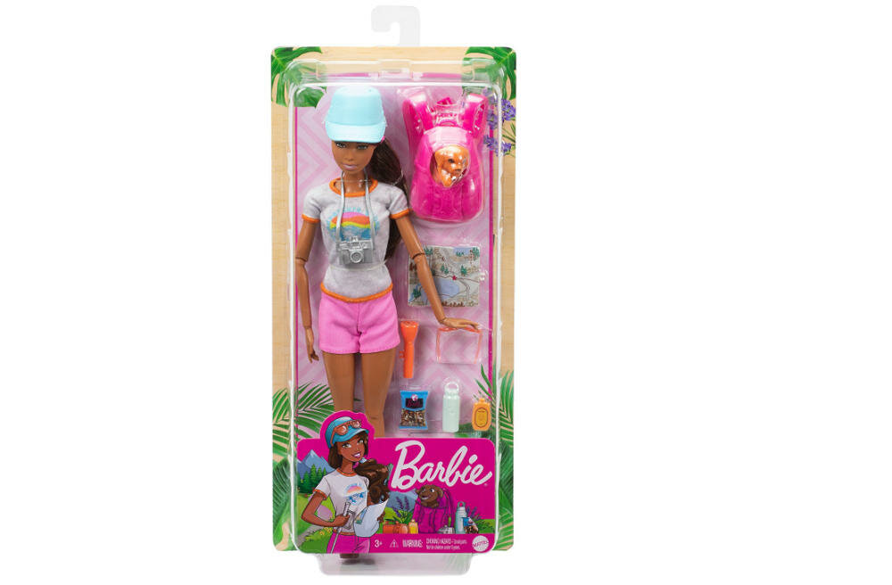 MATTEL-BARBIE-TURYSTKA-GRN66 opakowanie lalka akcesoria instrukcja karta gwarancyjna