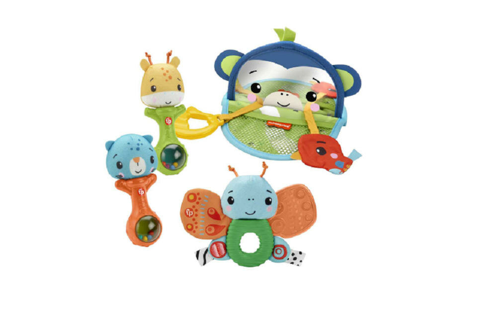 MATTEL-FISHER-PRICE-ZMYSLY-HFJ92 zabawki ekspert aktywizujące rozwój wskazówki grzechotki gryzaczek lusterko