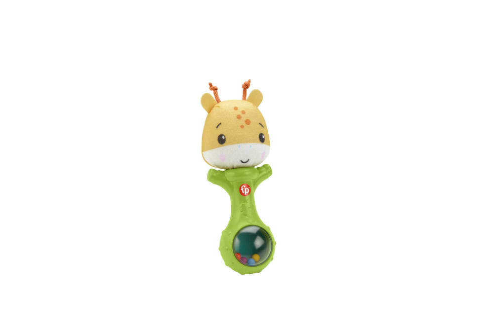 MATTEL-FISHER-PRICE-ZMYSLY-HFJ92 zabawki dźwięk grzechotka żyrafka zabawa ćwiczenie chwytanie