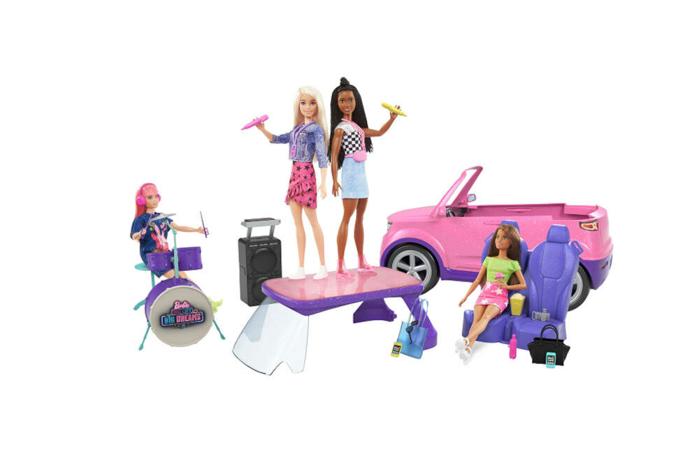 MATTEL-BARBIE-SCENA-GYJ25 trasa koncertowa samochód akcesoria przyjaciele koncert przygody transformacja