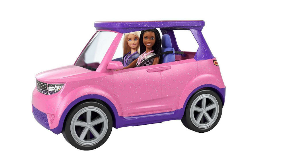 MATTEL-BARBIE-SCENA-GYJ25 samochód gwiazda koncertowe barwy fiolet róż brokat światła gwiazdy