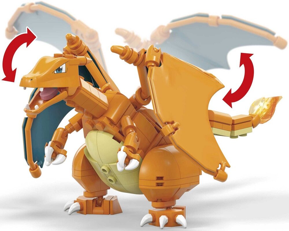 Klocki plastikowe MEGA Pokemon Charizard GWY77 mega mega bloks mega construx figurki zabawki konstruktorskie dla dzieci pokedex indeks pokemonów spis pokemonów kolekcja pokeballi Pikachu Bulbasaur Charmander Squirtle Eevee charizard czarizard figurka pokemon pokemon klocki pokemon do zbudowania zestaw konstrukcyjny pokemon